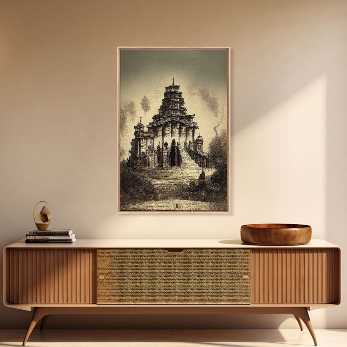 Incan Temple diagram art, canvas print, unique Mayan or Incan style temple diagram wall art, 1800s inca style wall art