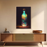 Miniature world in a bottle canvas print, high fantasy wall art, magical wall art, ready to hang wall art