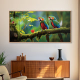Parrot Painting, Tropical Wall Art, Animal Wall Art, Bird Art Print, Panoramic Art, Wall Art, Canvas Art, Landscape Art, Apartment Wall Art