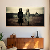 Little Witches Gothic Victorian Haunted Art, Spooky Halloween Decor, Framed Canvas Print, Halloween Poster, Halloween Wall Art, Creepy Decor