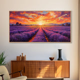 Lavender Fields, Framed Canvas Print, Purple Art, Southwestern Decor, Farmhouse Art, Centerpiece Art, Digital Wall Art, Landacape Painting