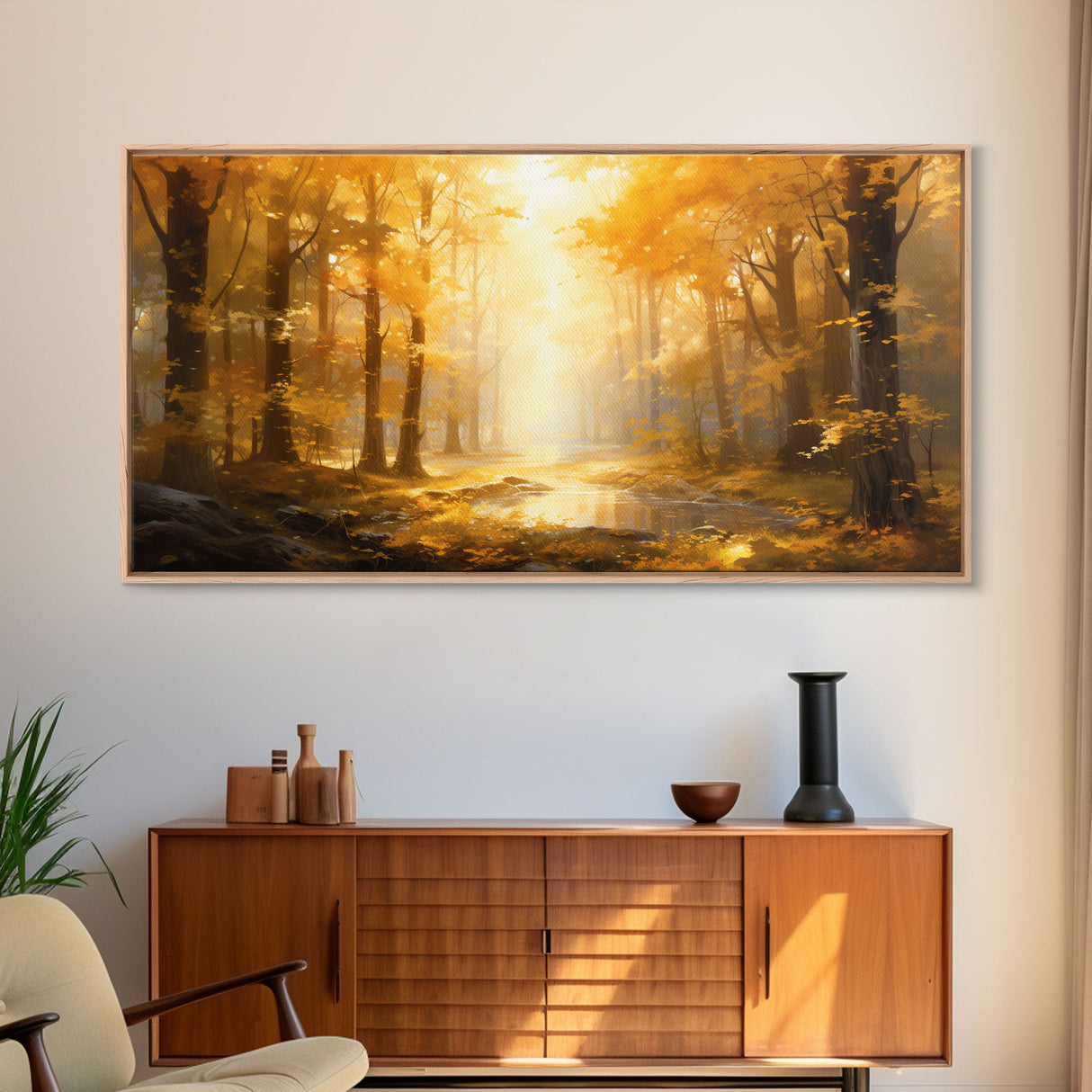 Fall Wall Decor, Forest Wall Art, Trees Art Print, Panoramic Art, Wall Art, Canvas Art, Landscape Art Print, Above Bed Décor, Farmhouse Art
