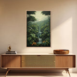 Jungle Wall Art, Waterfalls Art, Nature Wall Art, Trees Art Print, Canvas Print, Wall Art, Vertical Art, Lake House Wall Art, Indie Room Art
