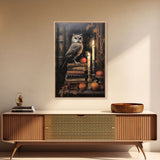 Halloween Owl Print, The Witch's Familiar, Framed Canvas Print, Halloween Decor, Halloween Canvas Art, Victorian Owl Oil Painting