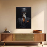 Spooky Skeleton Business Man, Halloween Art, Framed Canvas Print, Halloween Canvas, Skeleton Painting, Victorian Gothic Decor