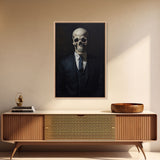 Gothic Victorian Skeleton Portrait, Framed Canvas Print, Halloween Art, Oil Painting, Halloween Canvas
