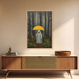 Happy Ghost In The Rain,  Vintage Halloween Canvas, Framed Canvas Print, Cute Wall Art, Who's Haunting Who?