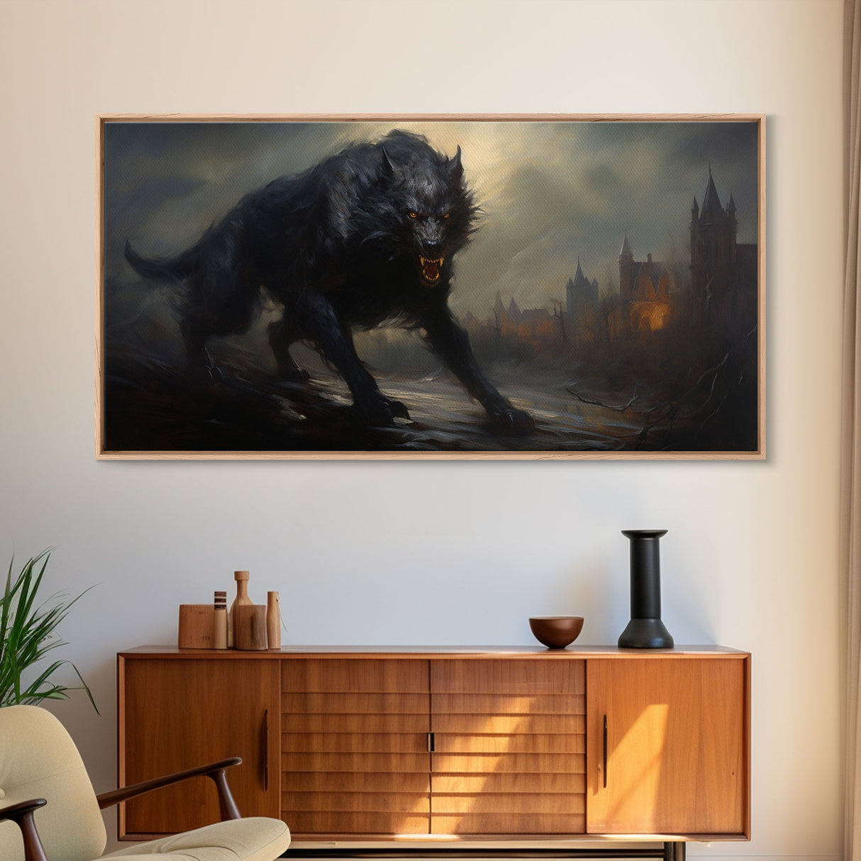 The Werewolf, Halloween Art Print, Framed Canvas Art, Halloween Poster Print, Victorian Dark Academia Oil Painting