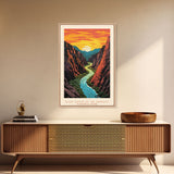 Black Canyon National Park Colorado Travel Art, National Park Print, Minimalist Travel Art, Midcentury Modern Style Landscape Painting
