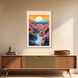 New River Gorge National Park Travel Art, National Park Print, Minimalist Travel Art, Midcentury Modern Style Landscape Painting