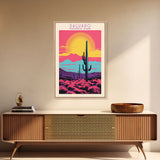 Saguaro National Park Arizona Travel Art, National Park Print, Minimalist Travel Art, Midcentury Modern Style Landscape Painting