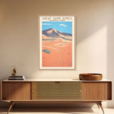 Great Sand Dunes National Park Travel Poster Art, Canvas Print Wall Art, Colorado Travel Art, Midcentury Modern Travel Decor, MCM Wall Art
