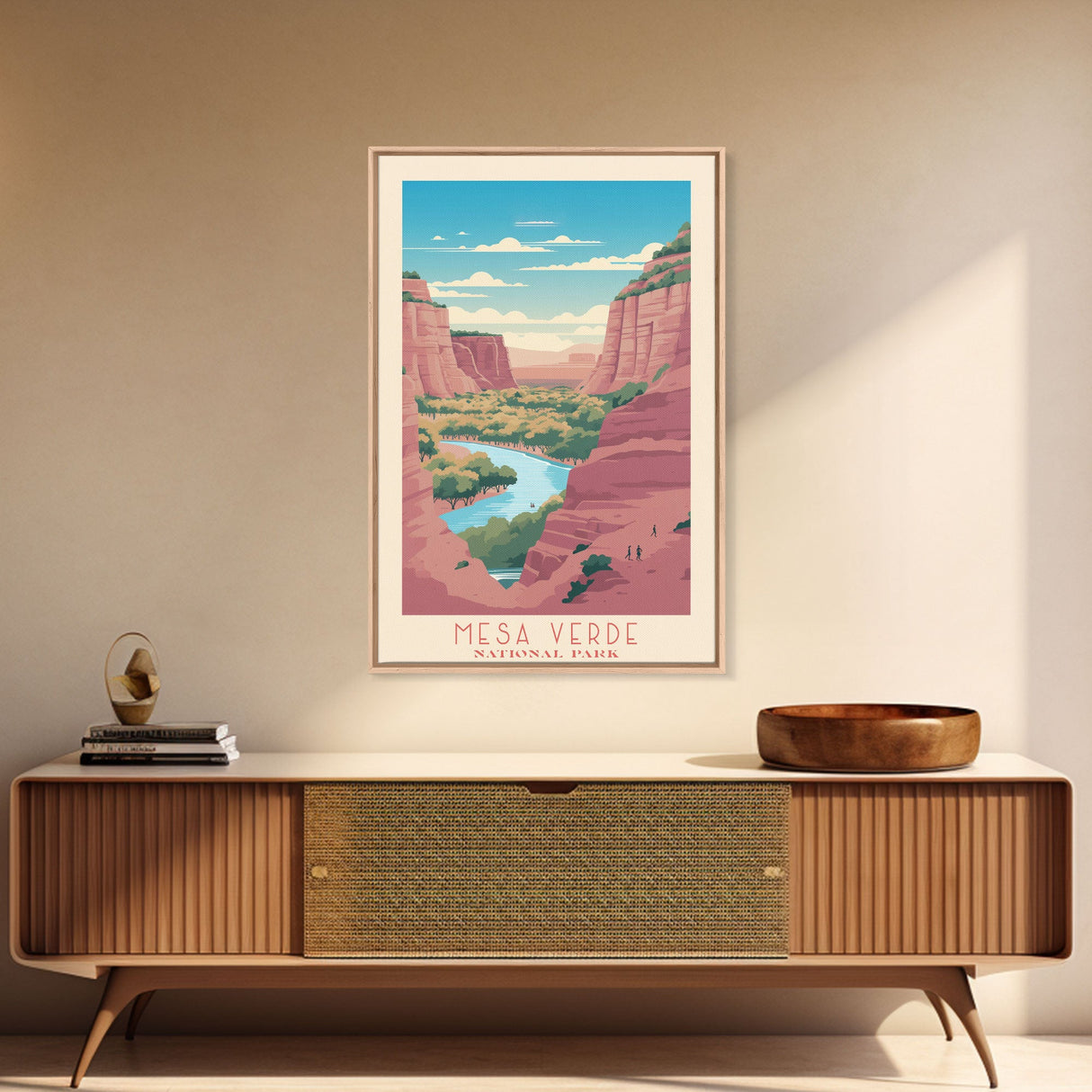 Mesa Verde National Park Colorado Travel Art, National Park Print, Minimalist Travel Art, Midcentury Modern Style Landscape Painting