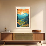 Olympic National Park, Washington Travel Art, National Park Print, Minimalist Travel Art, Midcentury Modern Retro Style Landscape