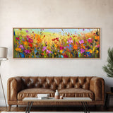 Framed Canvas Print of Original painting, Large wall art, Boho wall décor, Flower painting, Home decor, Modern art, Bedroom decor, Panoramic