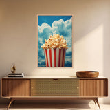 Popcorn, Game Room Wall Art, Movie Room Art, Canvas Print, Wall Hanging, Portrait Art, Minimalist Wall Art, Kitchen Wall Decor, Hostess Gift