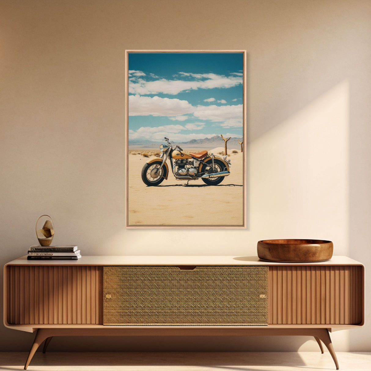 Motorcycle Wall Art, Man Cave Wall Art, Canvas Print, Wall Hanging, Portrait Art, Gift For Friend, Tiny House Decor, Home Decor Prints