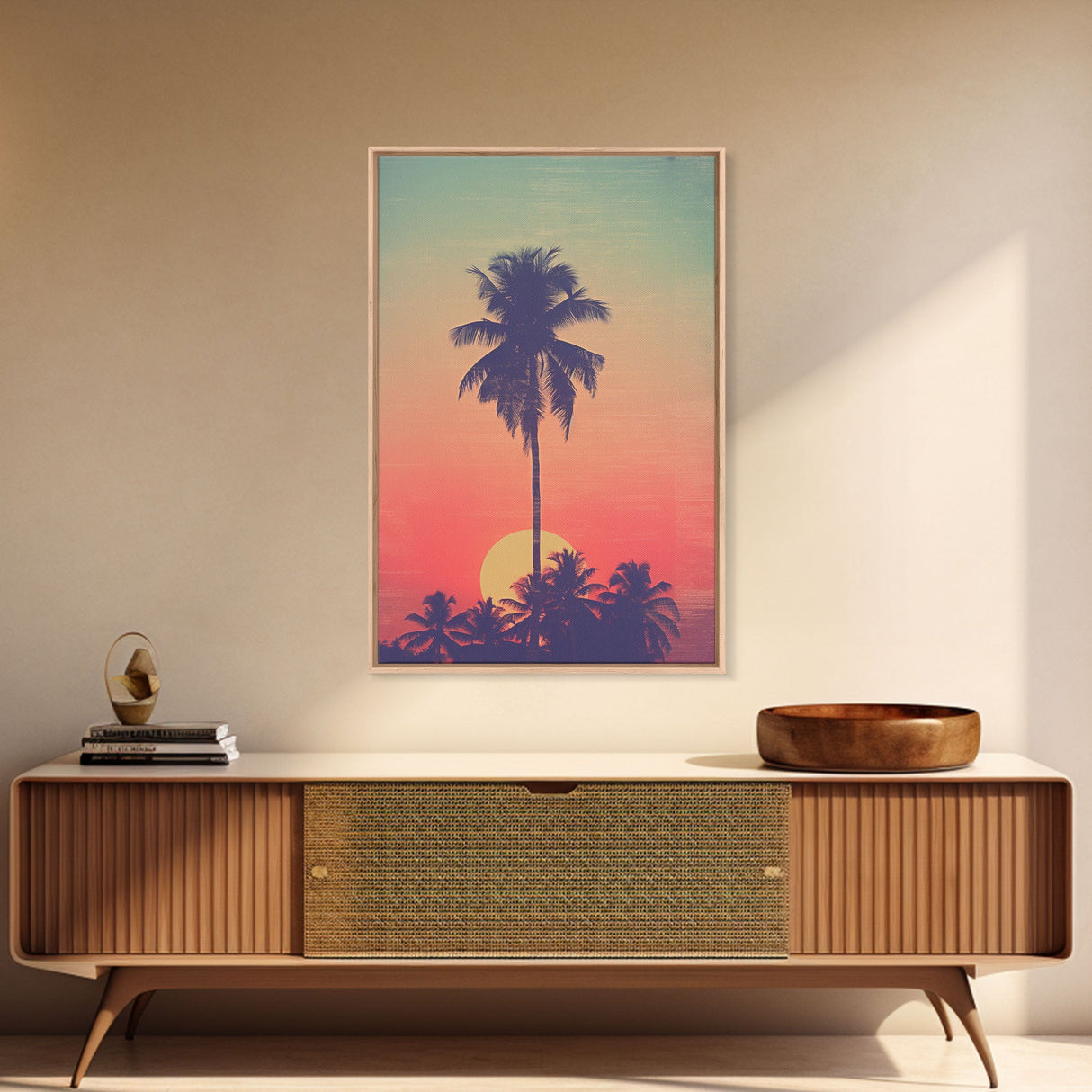 Palm Tree Wall Art, Tropical Wall Art, Minimalist Wall Art, Canvas Print, Wall Hanging, Portrait Art, Tiny House Decor, Dorm Room Art