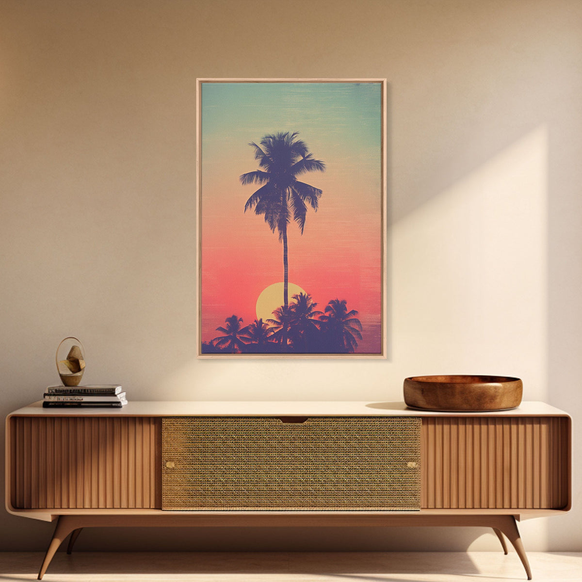 Palm Tree Wall Art, Tropical Wall Art, Minimalist Wall Art, Canvas Print, Wall Hanging, Portrait Art, Tiny House Decor, Dorm Room Art