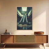 Escalator, Abandoned Building, Moody Wall Art, Horror Art Print, Canvas Print, Wall Hanging, Portrait Art, Nerdy Home Decor, Bedroom Prints