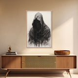 Spooky Halloween Art - Portrait Of The Grim Reaper - Framed Canvas Print - Halloween Decor - Halloween Clearance