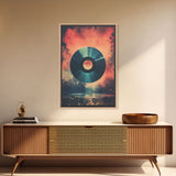 Vinyl Record Wall Art, Framed Canvas Print, Retro 1980s Style Wall Decor, Gift For Him, Gift For Audiophile