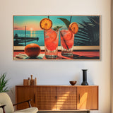 Cantarito Cocktail Wall Art, Framed Canvas Print, Bar Decor, Basement Bar Wall Art, Vaporwave Aesthetic Wall Decor, Bar Cart Art