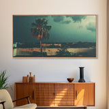 A Miami Rain Storm, Framed Canvas Print, Liminal Art, Liminal Spaces, Framed Wall Art, Game Room Decor, Dark Moody Art