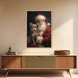 Santa Claus And His Chihuahua, Christmas Wall Art, Christmas Dog, Winter Wall Art, Santa Decor, Santa Art Print, Farmhouse Christmas