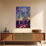Elegant Christmas Ball Scene with Large Decorated Tree and Holiday Party, Perfect for Framed Canvas Print and Christmas Wall Art