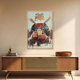 Cowboy Riding Horse in Winter Forest Framed Canvas Print - Moody Winter Landscape Art Perfect 2024 Christmas Home Decor