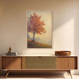 Framed Canvas Print of a Fall Landscape with Vibrant Autumn Tree and Leaves, Seasonal Wall Art, Best Gift Idea, Modern Farmhouse Decor