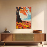 Framed Canvas Print of Vibrant Autumn Tree and Leaves, Seasonal Wall Art, Fall Decor, Gift Idea, Modern Farmhouse, Autumn Landscape Art