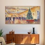Elegant Ballroom Christmas Party Scene, Framed Canvas Print, Holiday Wall Art, Christmas Decor, Wall Art, Seasonal Decor, Best Gift Idea