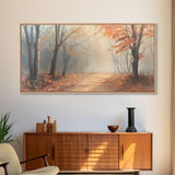 Path Through The Fall Forest, Framed Canvas Print, Winter Wonderland Decor, Perfect Wall Art and Gift Idea