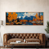 Large Framed Vintage Fall Landscape Wall Art - Oil Painting Print - Living Room Wall Art - Canvas Wall Art - Mountain Painting