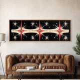Neutral Star Burst Framed Canvas Print, Abstract Atomic Age Wall Art, Mid-Century Modern 1950s Style Home Decor, Large Scale Art