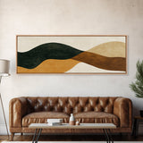 Earth Tones Abstract Painting Print, Eclectic Boho Style Wall Art, Oversized Panoramic Print, Above Sofa Abstract Painting