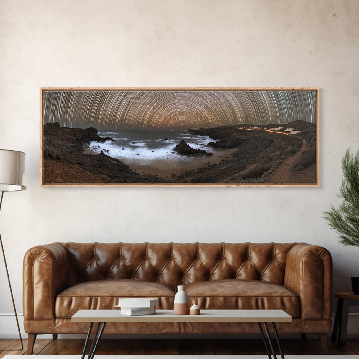 Starry Night Time Lapse Photography Style Print, Panoramic Wall Art, Unique Home Decor, Tilt Of The Earth's Axis