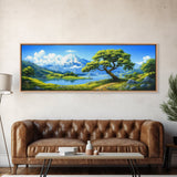 Vintage Oil Painting Canvas Print, Wall Art, Nature Painting, Panoramic Landscape Painting, Large Gallery Art