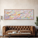 Abstract Moody Floral Wall Art, Framed Canvas Print, Pink and Pastel Wall Art, Large Abstract Flower Texture Wall Art for Above Bed or Sofa