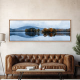 Calm - Reflections In The Lake On An Overcast Day - Panoramic Print - Original Painting Print - Landscape Oversized Painting Art