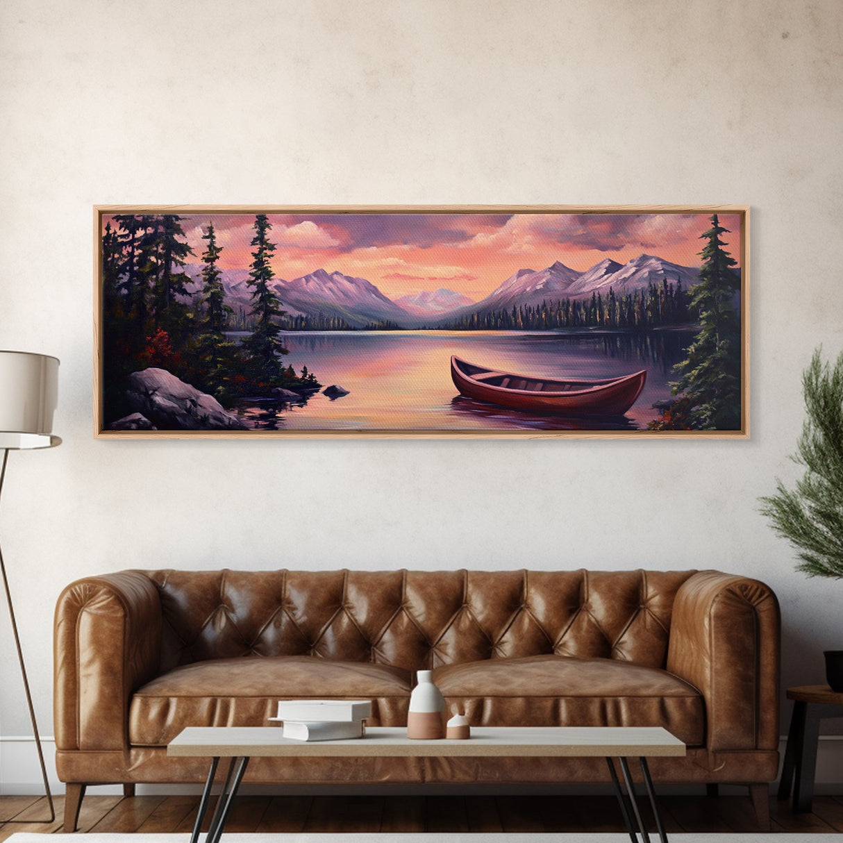 Sunset Over The Mountains, Subdued Landscape Painting, Calm and Serene Landscape Art, Oil Painting Print, Lake House Wall Art