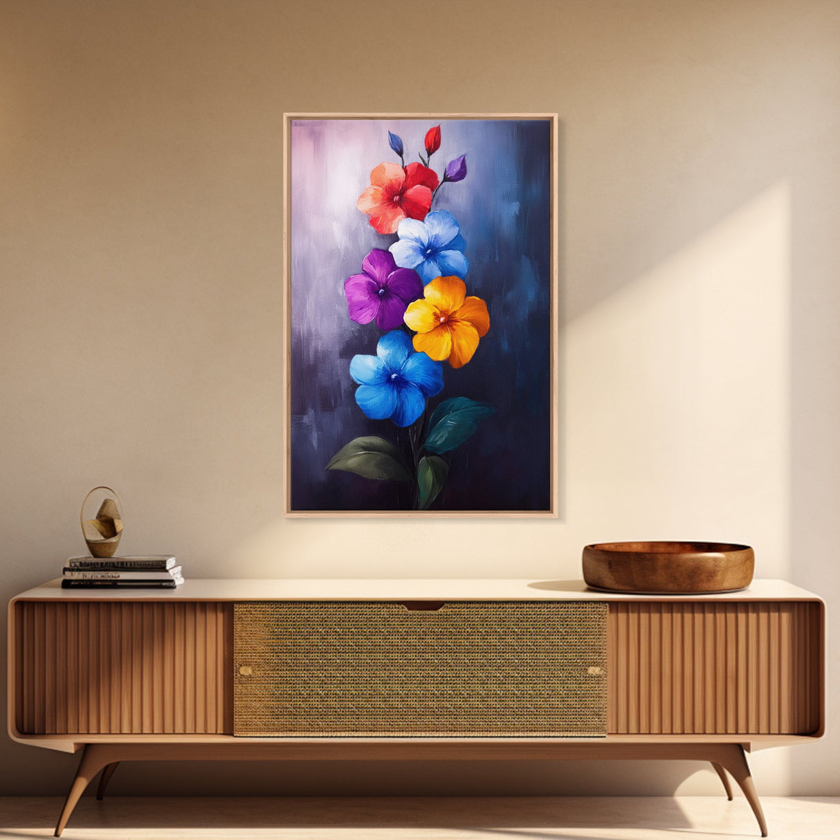 Wild Flower Painting Print On Canvas, Wood Framed Wall Art, Original Art, Flowers Painting, Botanical Print, Modern Art, Living Room Wall Art