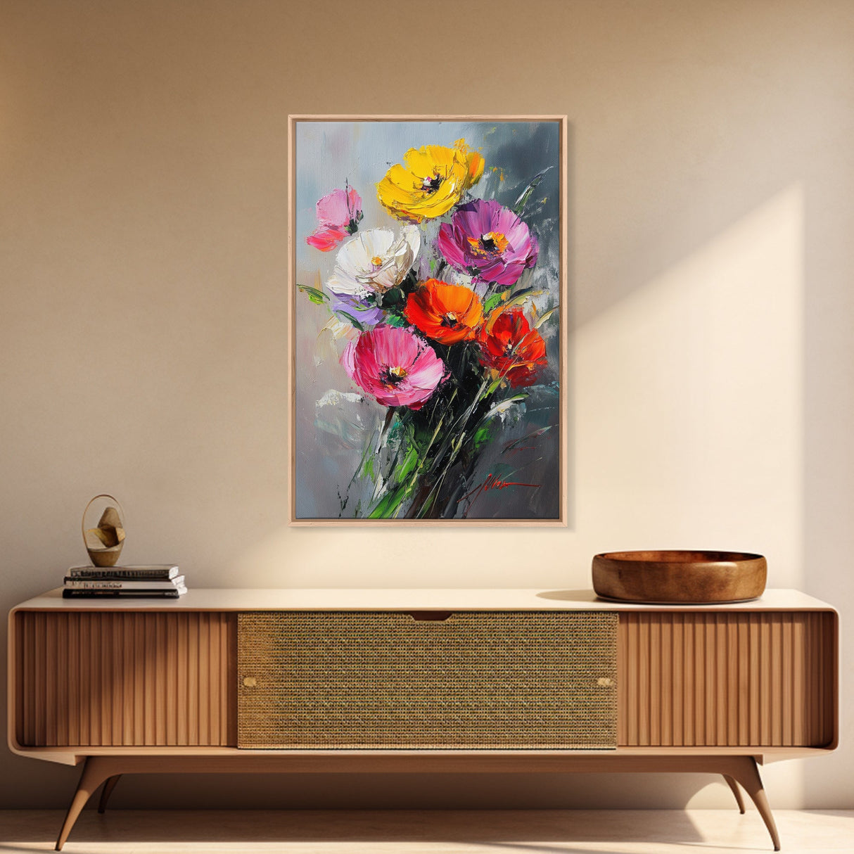 Wild Flower Painting Print On Canvas, Wood Framed Wall Art, Original Art, Flowers Painting, Floral  Print, Modern Art, Living Room Wall Art