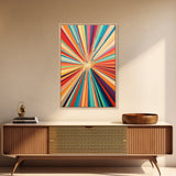 Mid Century Modern Colorful Bohemian Art Print, Wood Framed Wall Art, MCM Style Home Decor, Vertical Narrow Wall Art, Tall Skinny Art