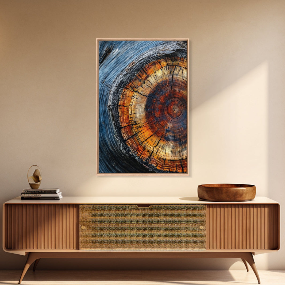 Canvas Print With Wood Frame - Tree Rings - Vertical Wall Art - Boho Minimalist Modern Farmhouse Decor - Rustic Art - Contemporary Art