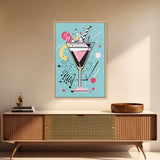 Preppy Martini Print, Framed Canvas Wall Art, Wedding Gift, Preppy Dorm Room Decor, Trendy Wall Art