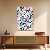 Pink, Black and Turquoise Preppy Wall Art Canvas Print, Girl's Dorm Room Wall Art, Abstract Print, Gift For Mom, Gift For Her