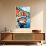 Gondolas at Sunset Framed Canvas Print - Boho Home Decor - Italy Painting - Italian Style Decor - Original Oil Painting Print